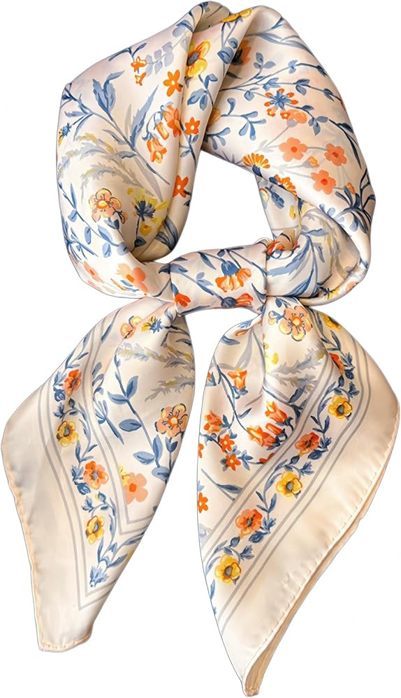 MINIDORA Satin Scarves for Women 27.5 \u00d7 27.5 inches Medium Square Elegant Silk Feeling Head ... | Amazon (US)
