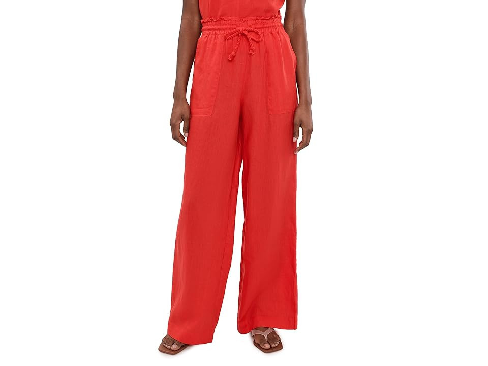 Splendid Stella Linen Paperbag Pants Women's Clothing Scarlet: XS (Women's 0-2) 31 | Zappos.com
