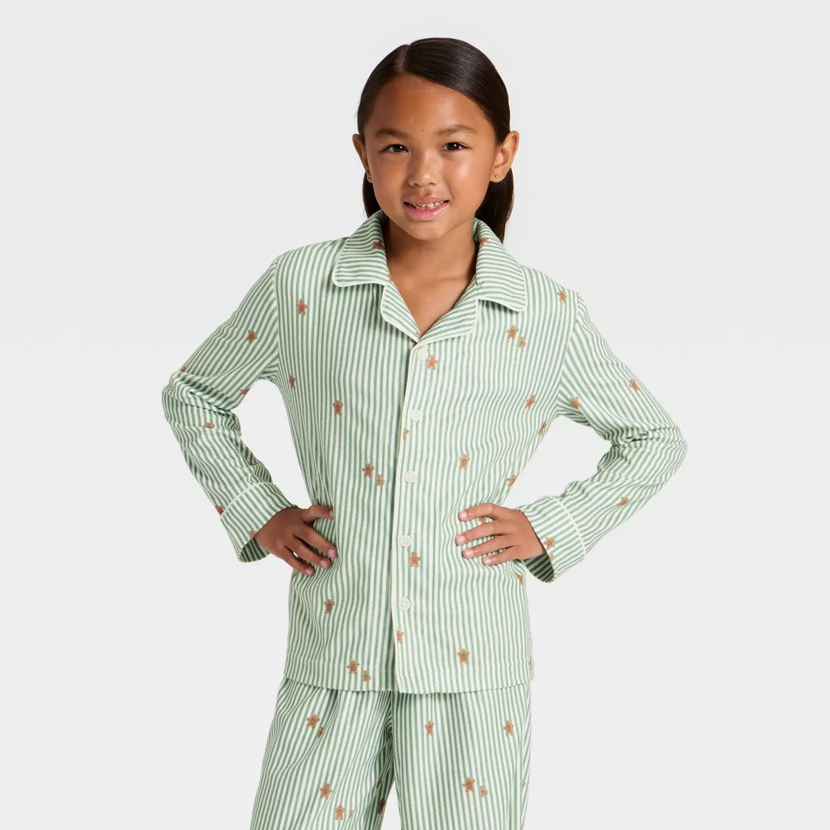 Kids' Gingerbread Striped Long Sleeve Shirt and Pants Holiday Matching Family Pajama Set - Wonder... | Target