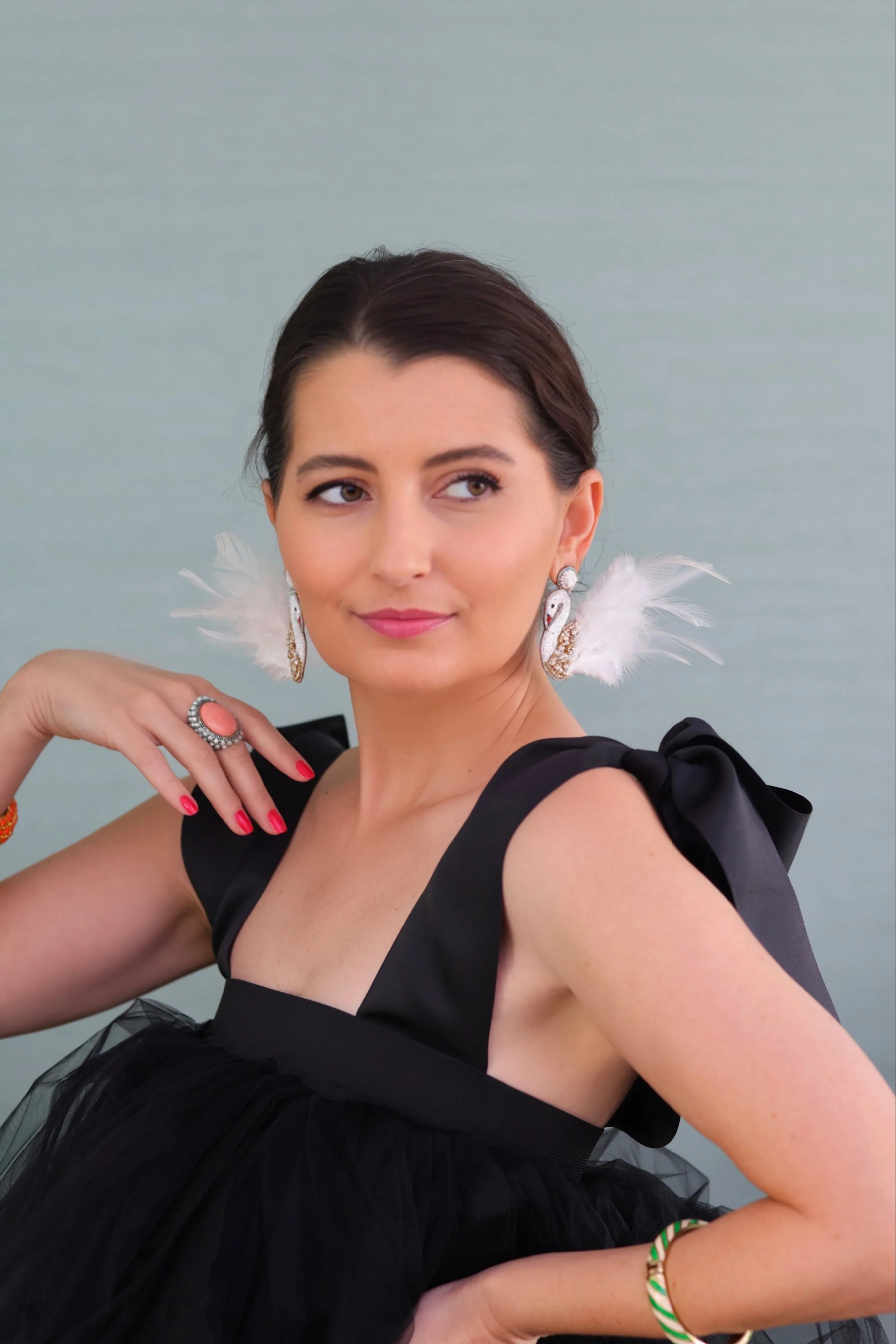 White Swan Feather Earrings | Beth Ladd Collections