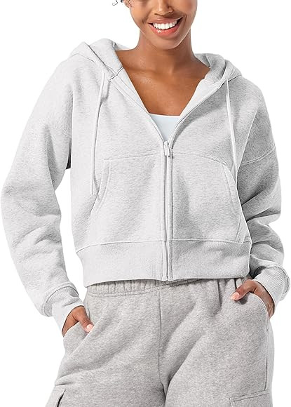 YEOREO Zip Up Hoodies for Women Fleece Pullover Cropped Crew Neck Sweatshirts Katrine Fall Winter... | Amazon (US)