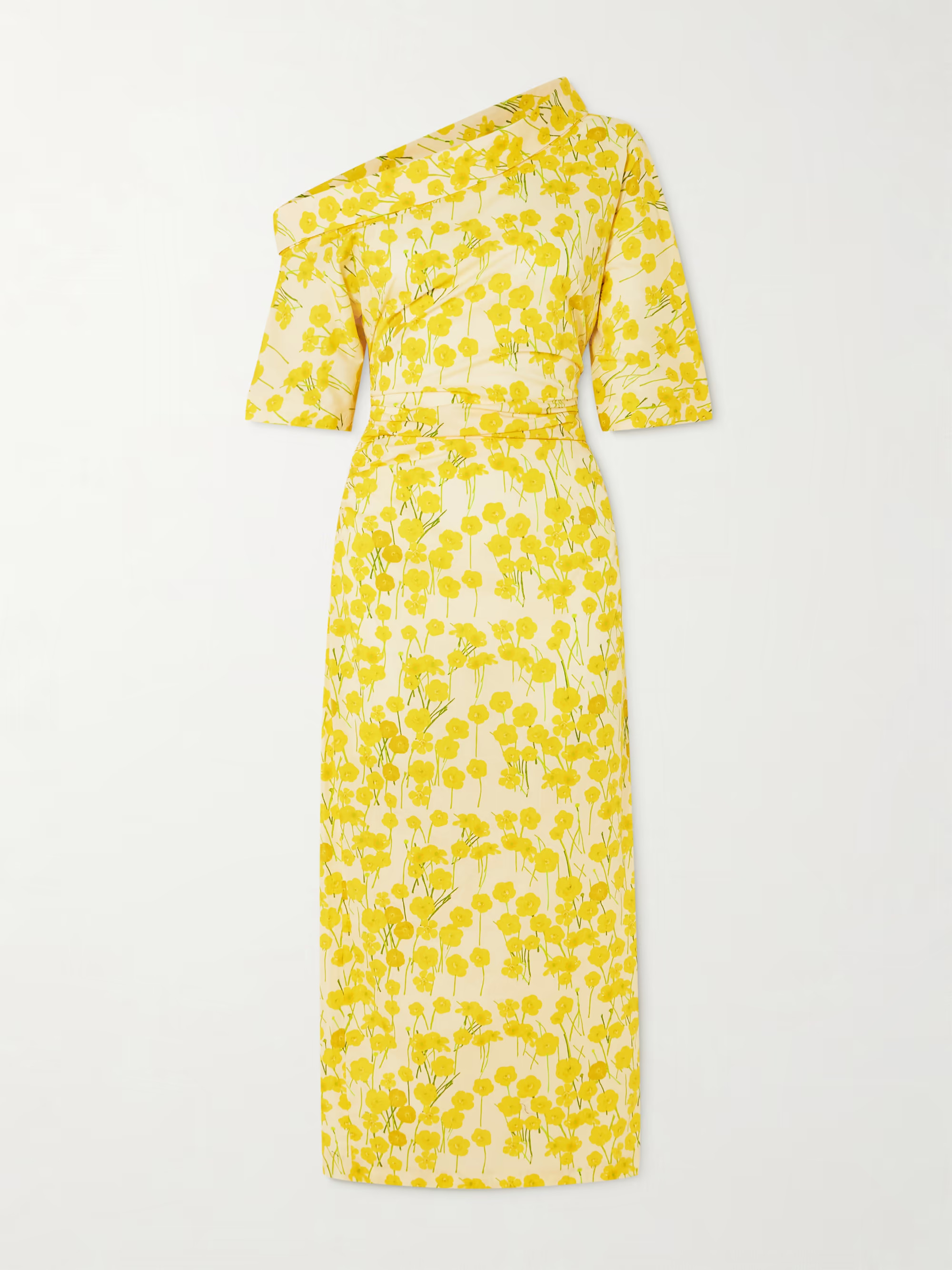 Bowery one-shoulder floral-print stretch-cotton midi dress | NET-A-PORTER (US)