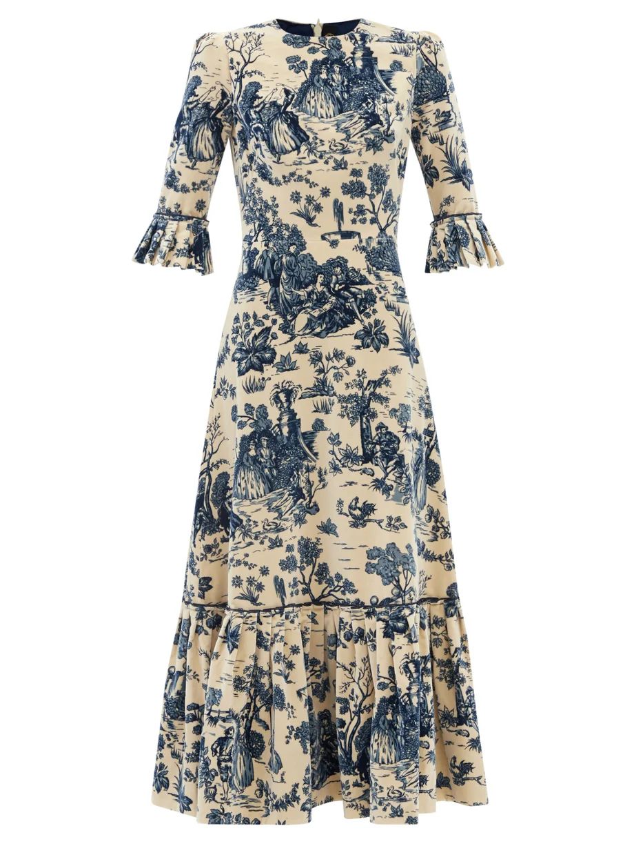 The Festival toile de Jouy cotton-velvet dress | Matches (UK)