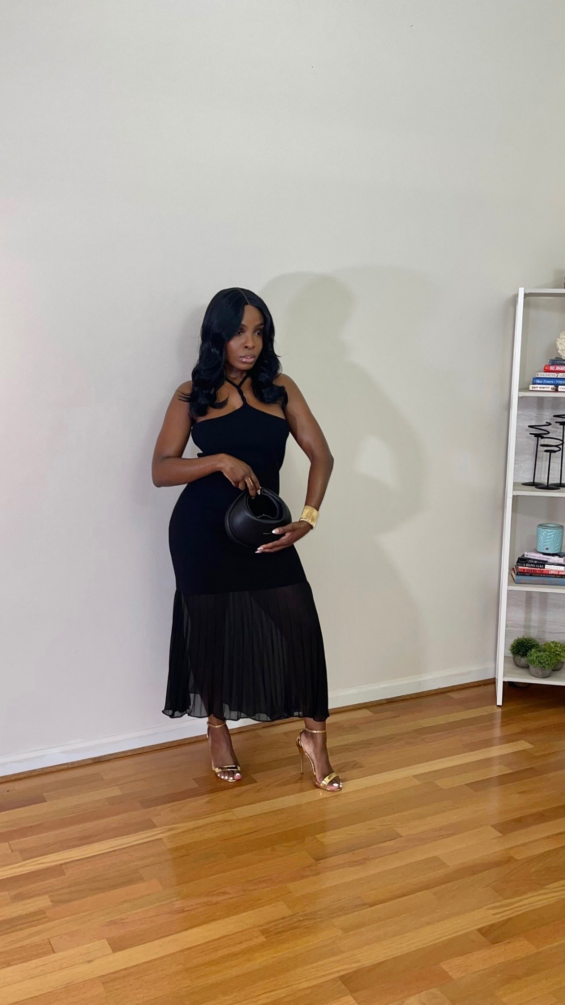 Black date night dress et ochs, halter maxi dress, mixed media dress, pleated dress, 

#LTKStyleTip