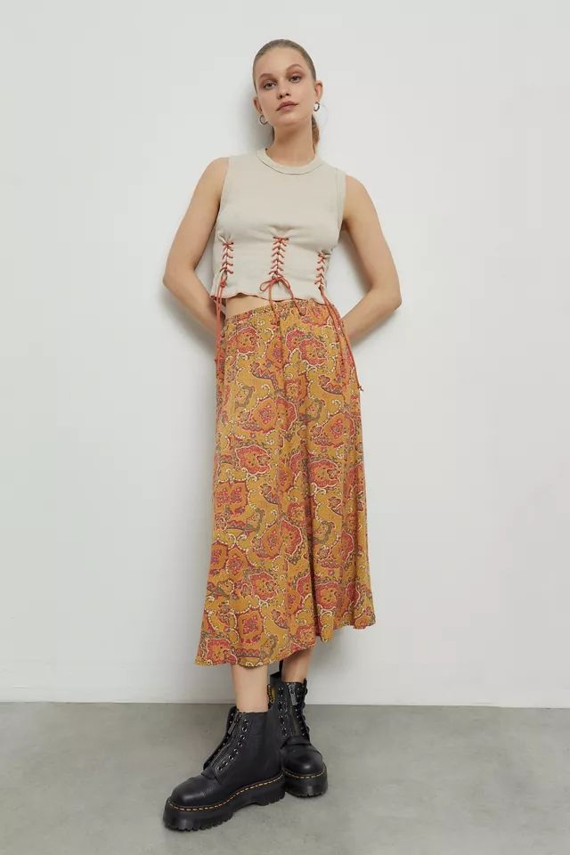 Urban Renewal Remade Bleached Paisley Midi Skirt | Urban Outfitters (US and RoW)