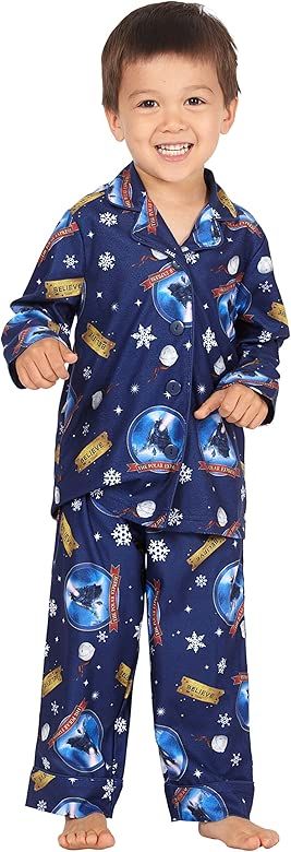The Toddler Believe Button-Front Coat Shirt and Pants Pajama Set | Amazon (US)