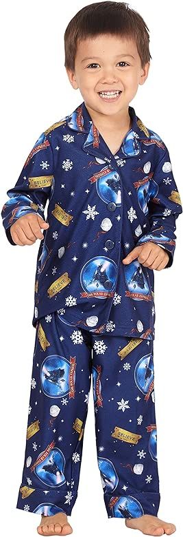 The Toddler Believe Button-Front Coat Shirt and Pants Pajama Set | Amazon (US)