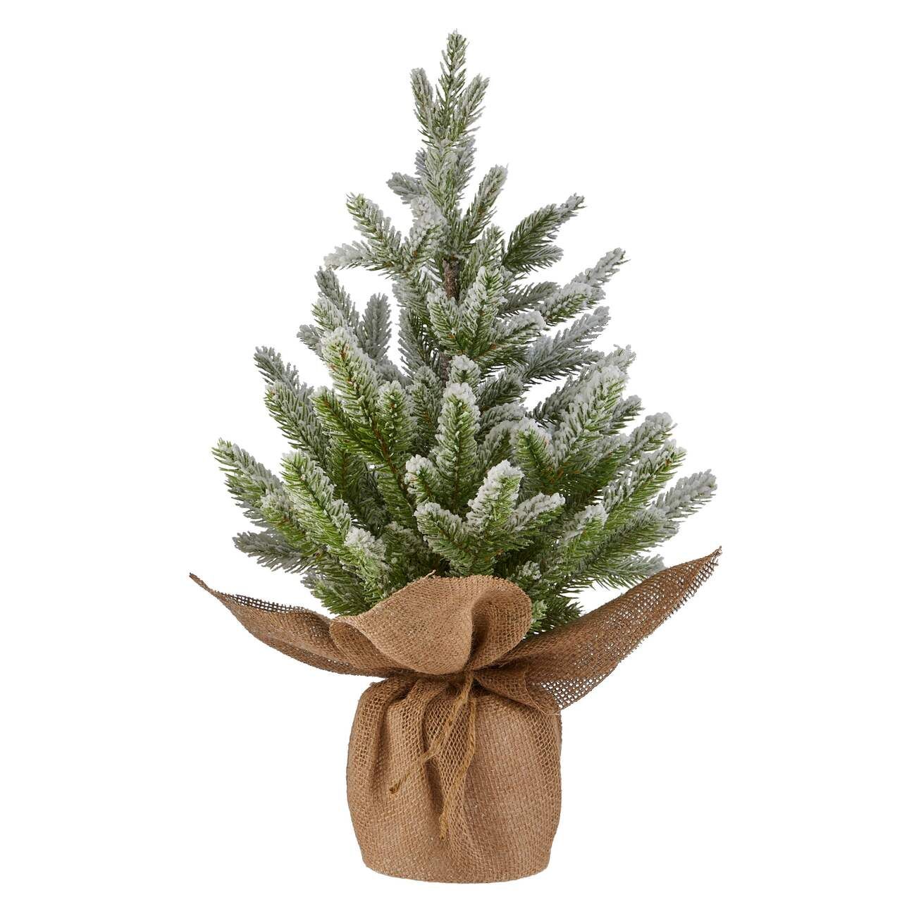 CANVAS Frosted Flocked Christmas Decoration Artificial Table Top Tree in Burlap Sac, 20-in | Canadian Tire