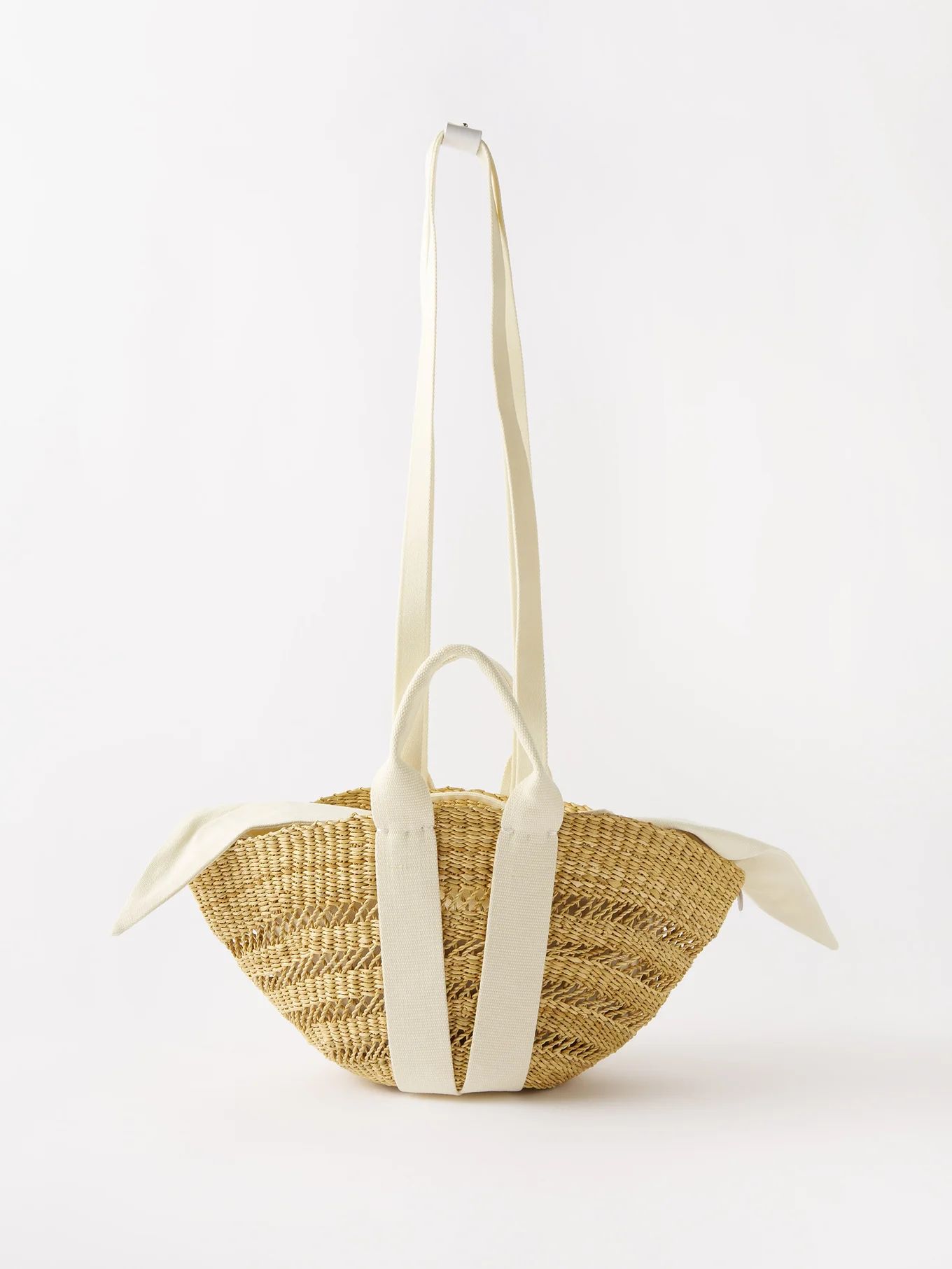 Sophie mini canvas-trim woven basket bag | Muuñ | Matches (UK)