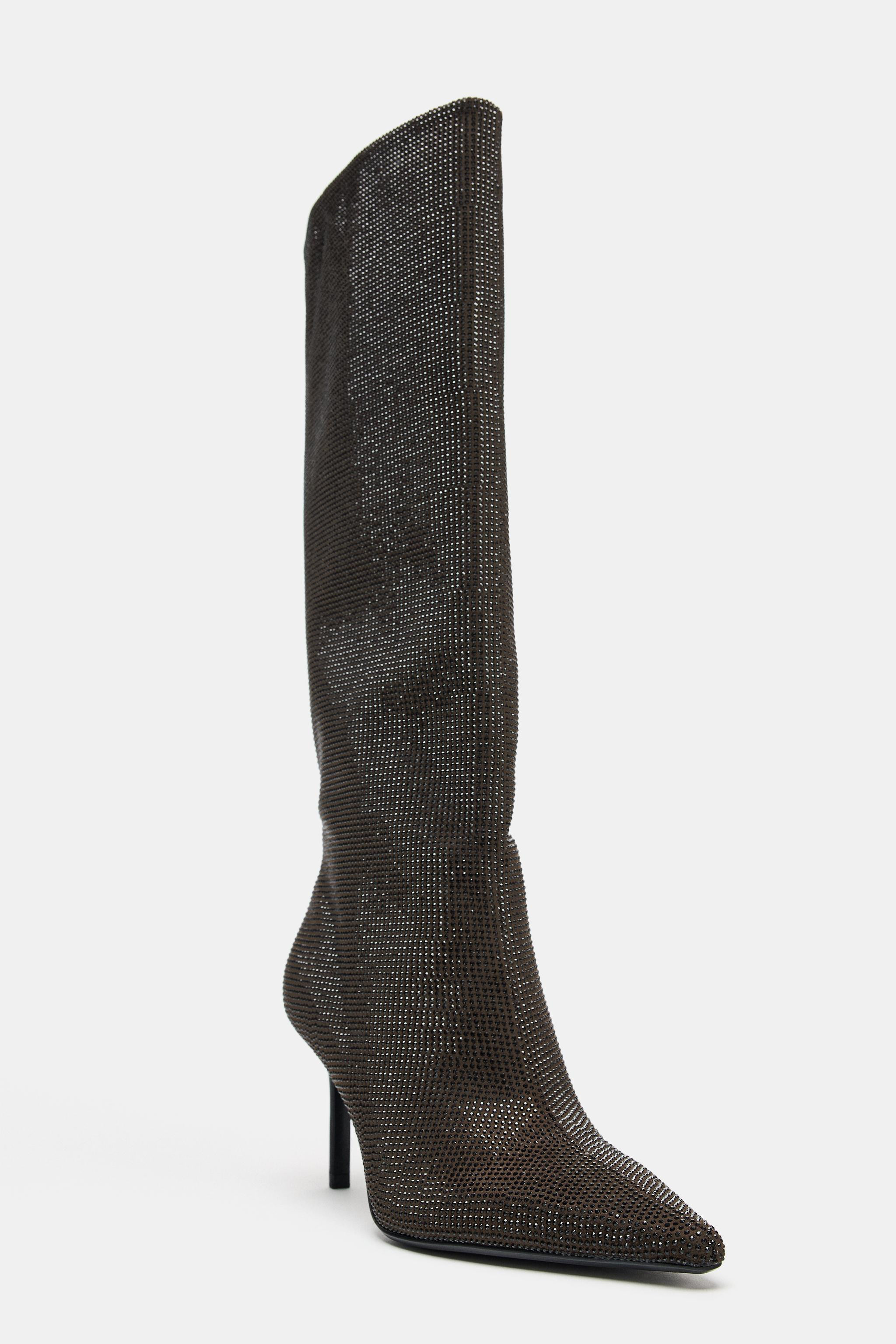 KNEE-HIGH BOOTS WITH SPARKLY DETAILS | Zara UK