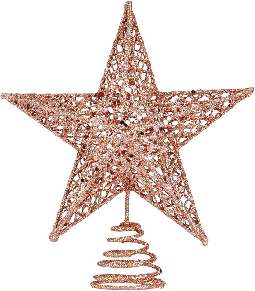 BinaryABC Christmas Tree Topper Star,Glittering Christmas Tree Decoration Ornaments,20cm (Rose Go... | Amazon (US)