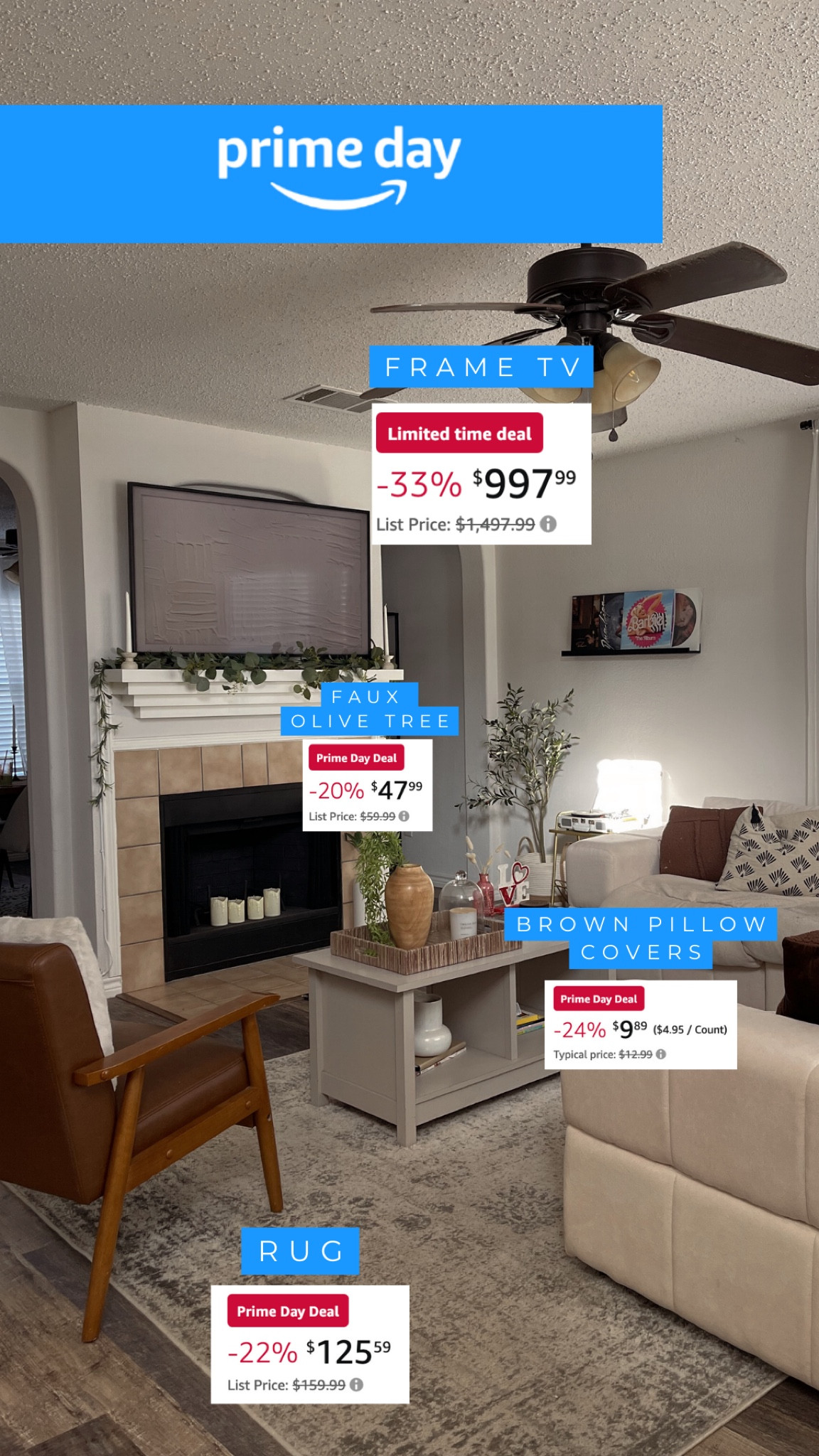 Prime day sales! Home edition!

Amazon prime, Amazon home, Amazon finds, neutral home decor, home decor, rug, faux olive tree, Samsung tv, the frame tv, amazon sale, prime day finds

#LTKHome #LTKSaleAlert