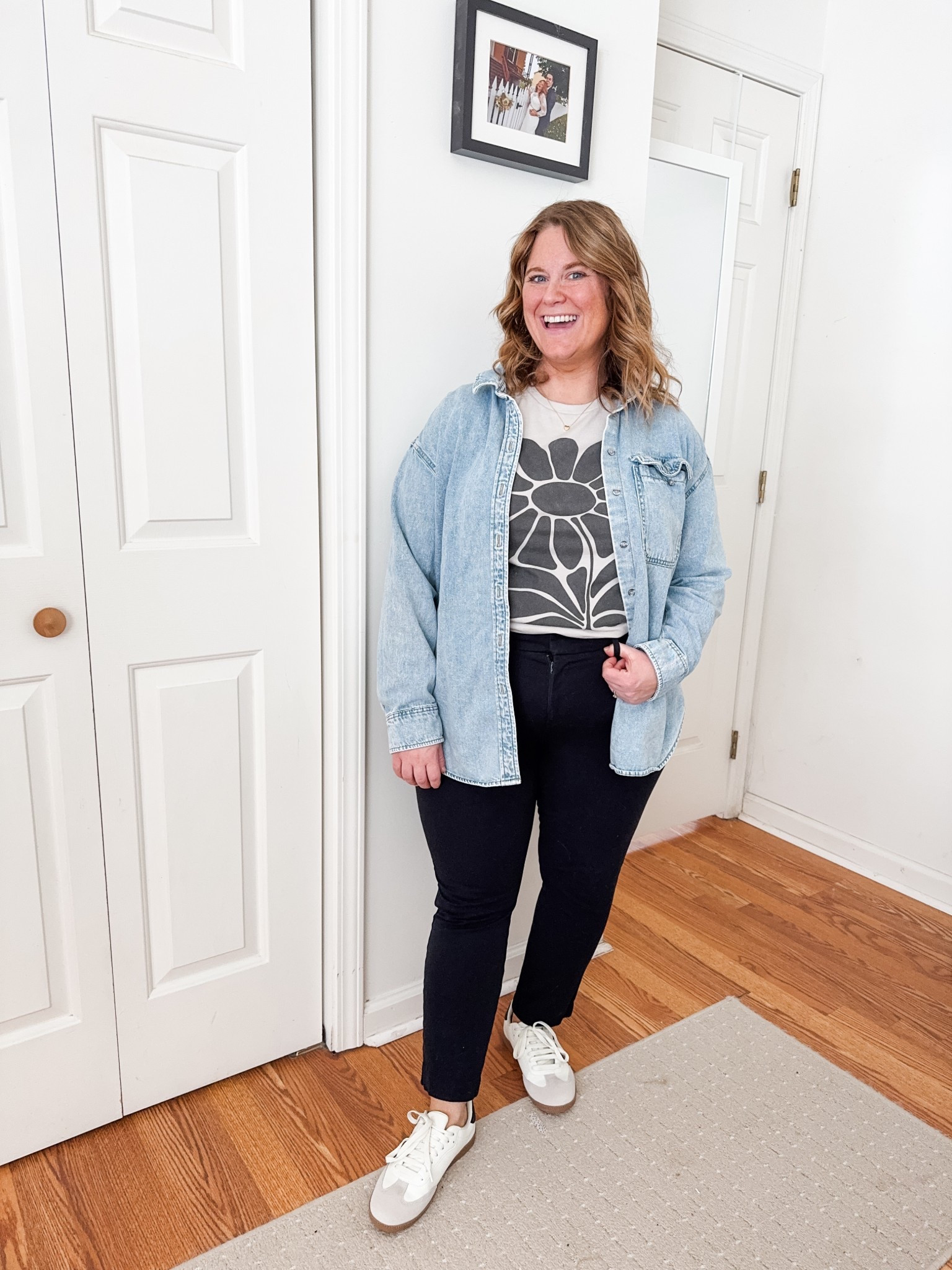 Easiest teacher outfit idea! Graphic tee is a large but I would have preferred an XL in this one.  Denim shirt is older and I linked similar.  Pants are a 16 petite  

#LTKMidsize #LTKPetite #LTKWorkwear