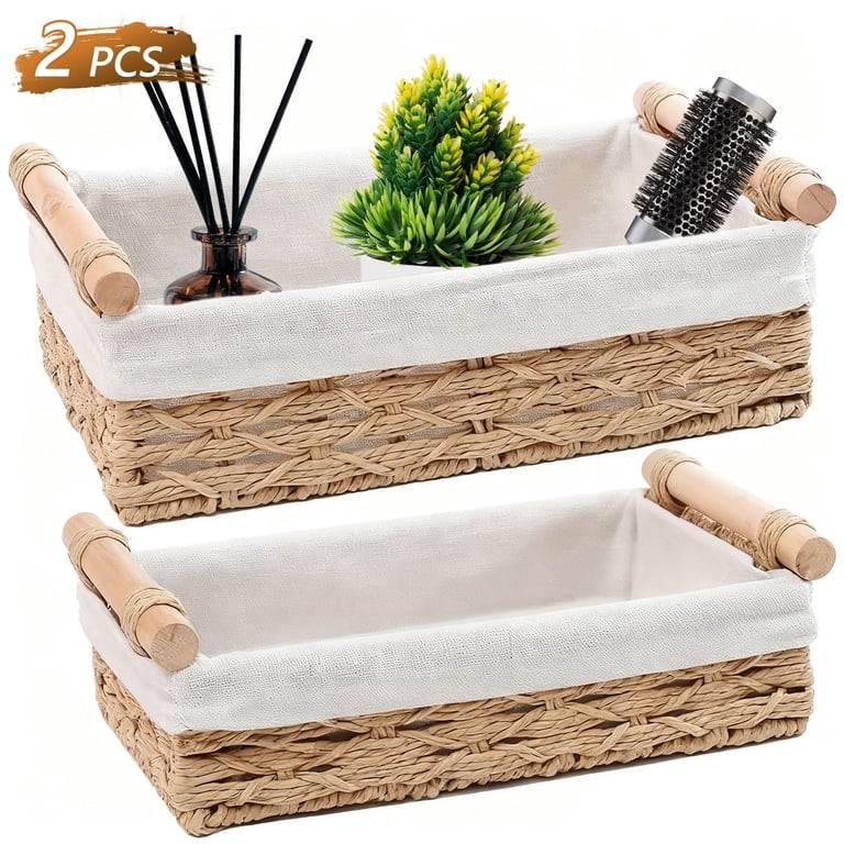 Tripumer 2Pack Handled Wicker Storage Basket (Beige),Stackable Woven Organizer for Bathroom, Livi... | Walmart (US)