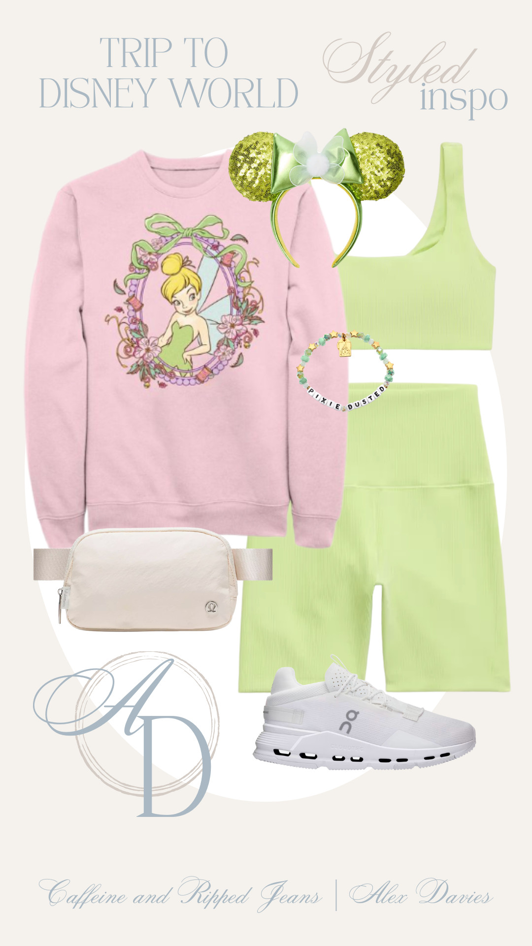 // disney world outfit inspo // trip to disney world inspo // what to wear to disney // disney trip outfit // bike shorts for disney // tinkerbell disney outfit for adults // 

 #LTKSeasonal #LTKActive #LTKTravel