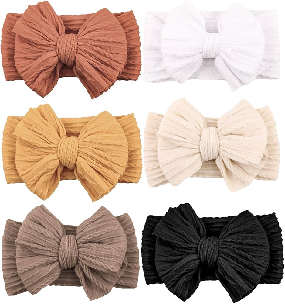 Niceye Handmade Baby Headbands Soft Stretchy Nylon Hair Bands with Bows for Newborn Infant Baby T... | Amazon (US)