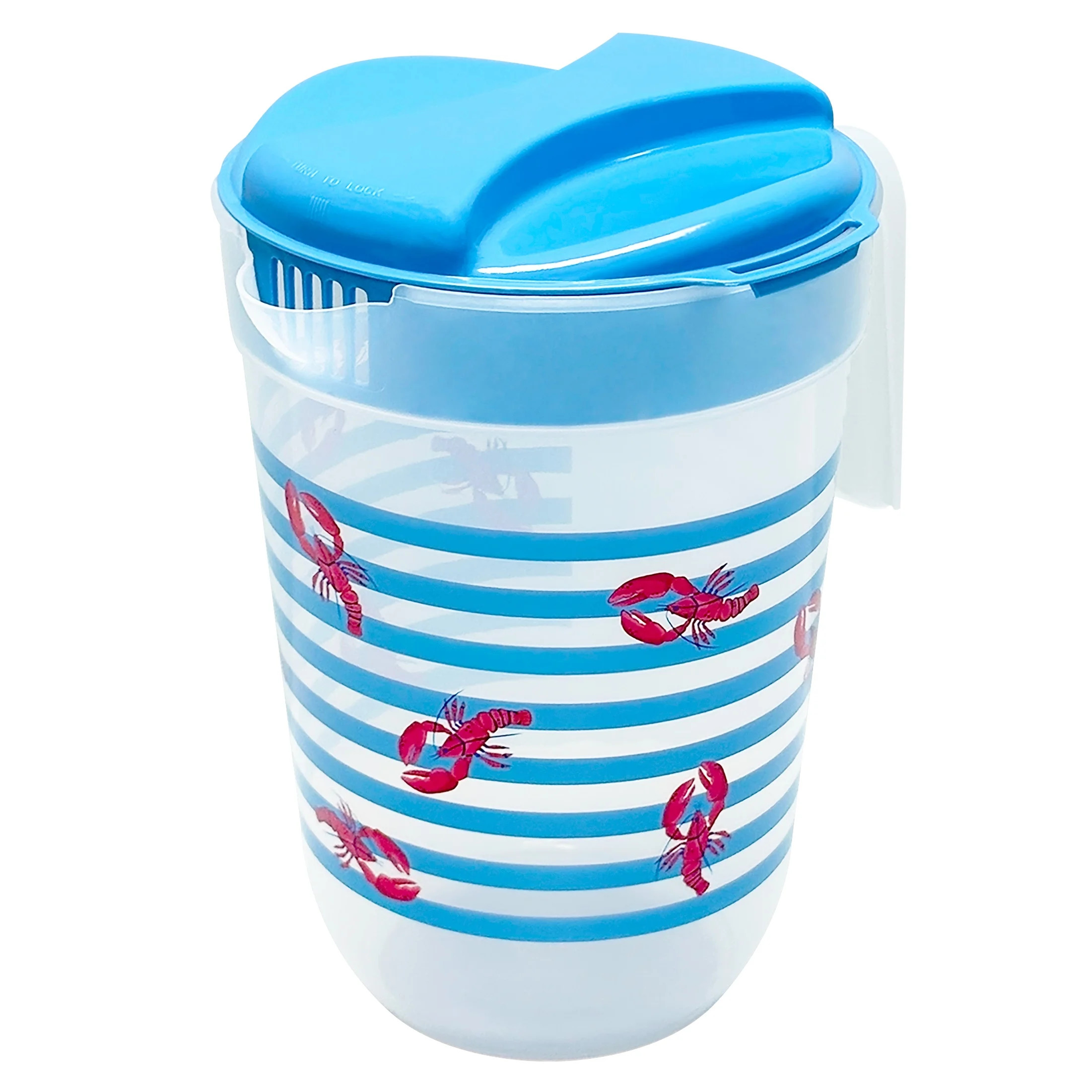 Mainstays Plastic 1 Gallon Pitcher with Blue Color Lid, Lobster Printing | Walmart (US)