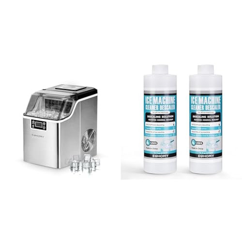 EUHOMY Ice Cube Maker Machine Countertop with 45Lbs/Day 24 Pcs Ready in 13 Mins with 32 Fl OZ Ice Machine Cleaner Descaler (8 Uses) | Amazon (US)