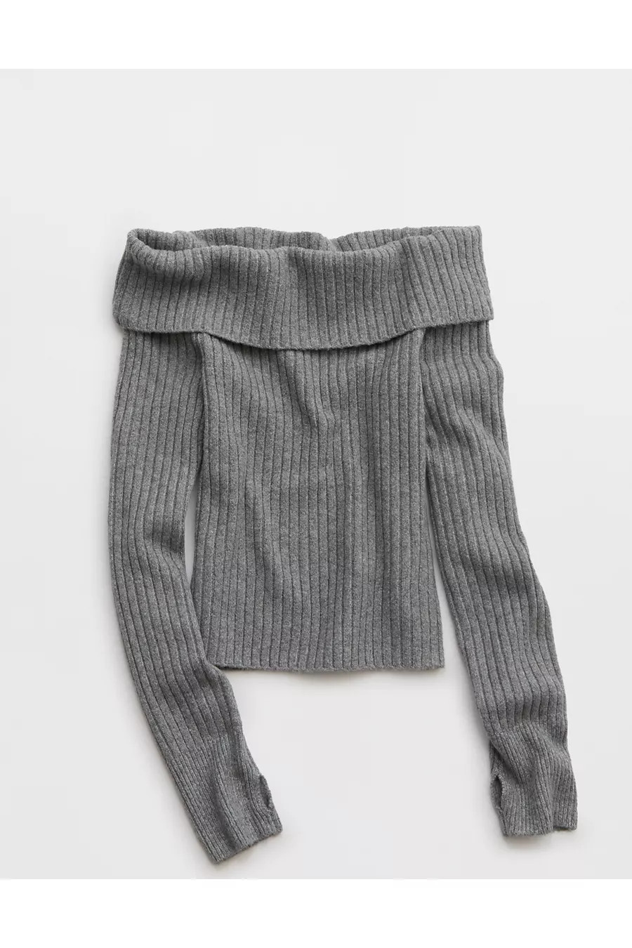 OFFLINE By Aerie Off The Shoulder Sweater Women's Dark Heather Gray S | Aerie