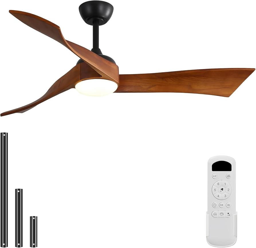 Sofucor 52 Inch Ceiling Fan with Light and Remote, Modern 3 Solid Wood Blades Ceiling Fan, 6 Spee... | Amazon (US)
