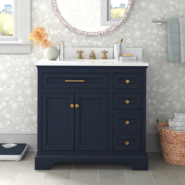 Currahee 36'' Single Bathroom Vanity with Engineered Stone Top | Wayfair North America