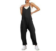 AUTOMET Jumpsuits for Women Casual Summer Rompers Sleeveless Loose Spaghetti Strap Baggy Overalls... | Amazon (US)
