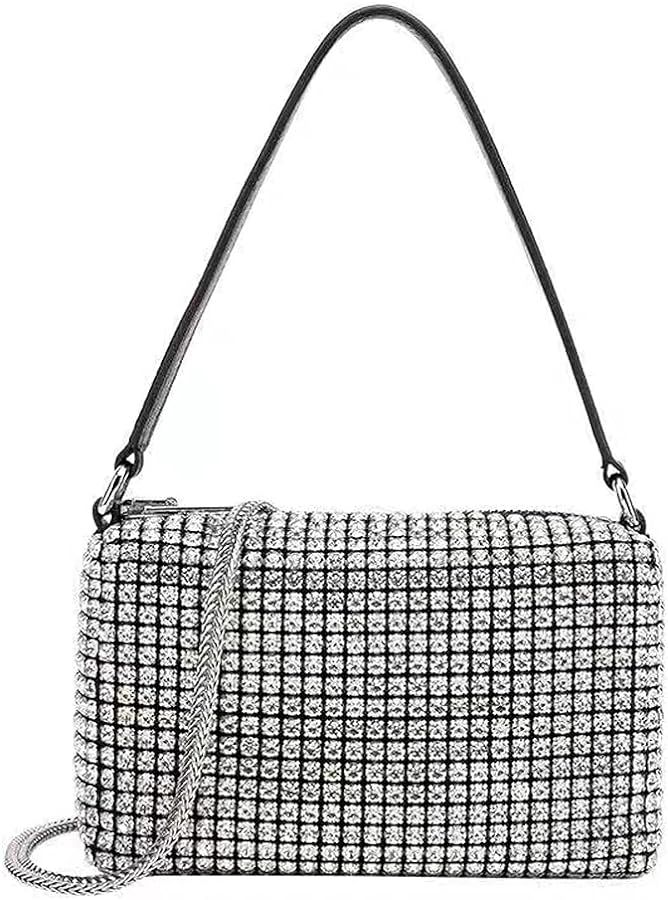 NOGUTU Crystal Crossbody Bag Silver Rhinestone Purse Silver Purse for Prom Evening Bag for Women | Amazon (US)