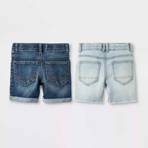 Toddler Boys' 2pk Raw Hem and Rolled Hem Jean Shorts - Cat & Jack™ Blue | Target