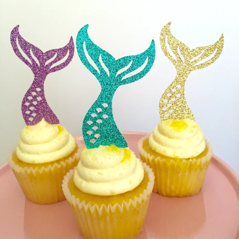 Mermaid Cupcake Toppers. Mermaid Tail Decorations. Under the Sea Cupcakes. Mermaid Birthday Party... | Etsy (US)