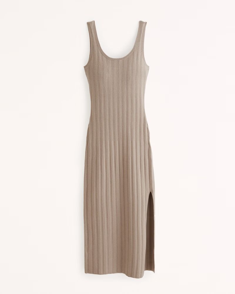 Abercrombie & Fitch Women's Ribbed Midi Sweater Dress in Light Brown - Size M | Abercrombie & Fitch (US)