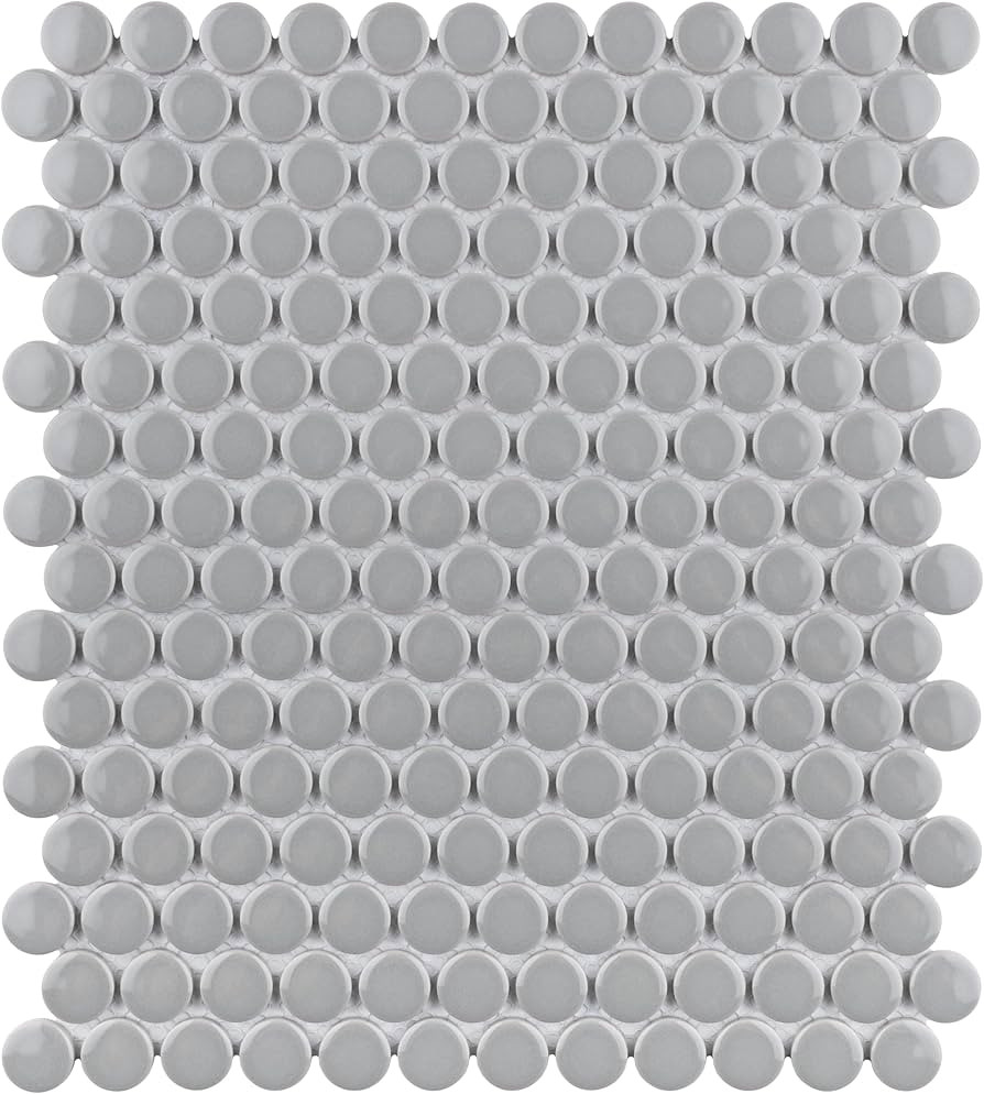 Merola Tile Metro Penny Glossy Light Grey 9-3/4" x 11-1/2" Porcelain Floor and Wall Tile | Amazon (US)
