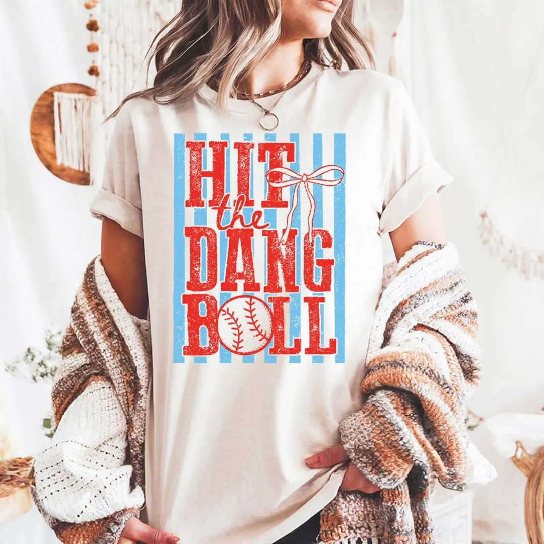 Hit the Dang Ball - Comfort Colors, Baseball Lover, Sports Mom Tee, Baseball Game Trendy Baseball... | Etsy (US)