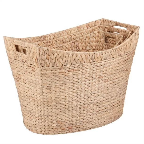 Honey Can Do Woven Water Hyacinth Baskets with Handles, Brown (Set of 3) | Walmart (US)