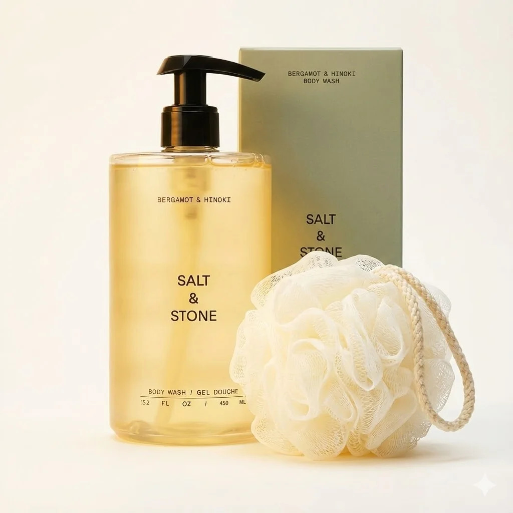 Salt & Stone Body Wash Bergamot & Hinoki 15.2 fl oz With Loofa | Walmart (US)