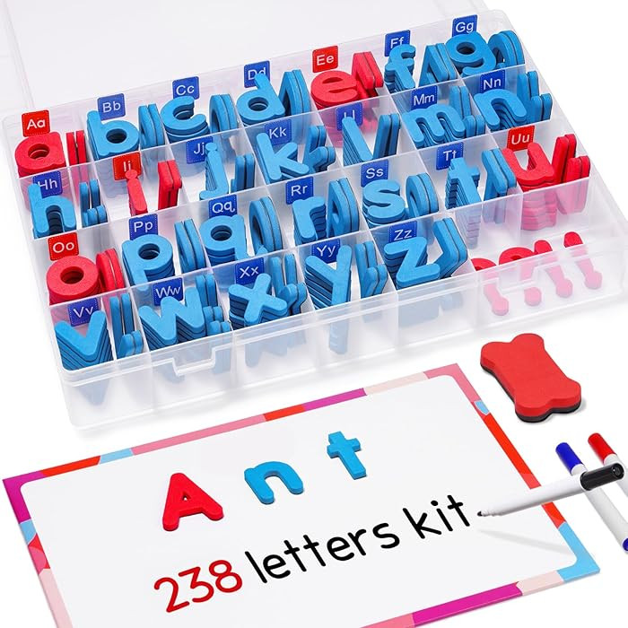 Gamenote Classroom Magnetic Letters Kit 238 Pcs with Double-Side Magnet Board - Foam Alphabet Let... | Amazon (US)