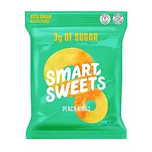Smart Sweets Peach Rings, Sour Candy with Low Sugar (3g), Low Calorie (100), No Artificial Sweete... | Amazon (US)