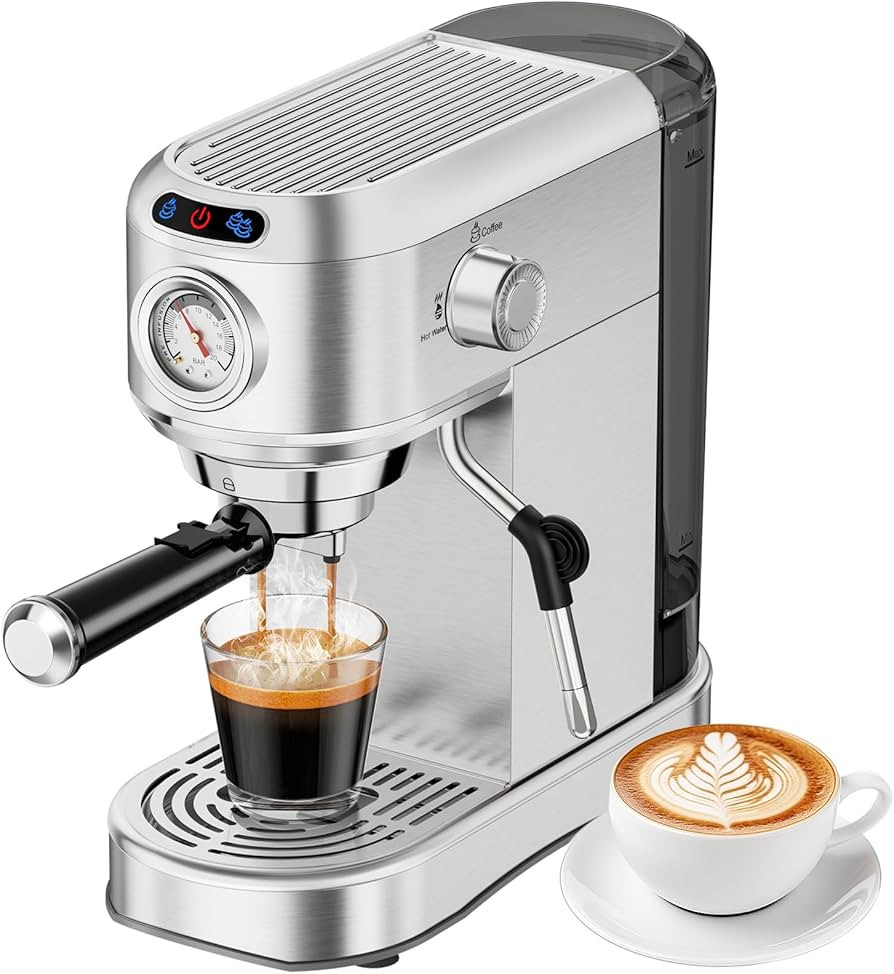 Espresso Machine 20 Bar, Compact Espresso Maker, Stainless Steel Expresso Coffee Machines with St... | Amazon (US)