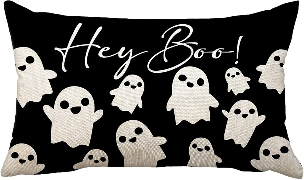Holloween Decor Pillow Covers 12x20 Inch Hey Boo Ghosts Halloween Pillow Case Decoration for Home... | Amazon (US)