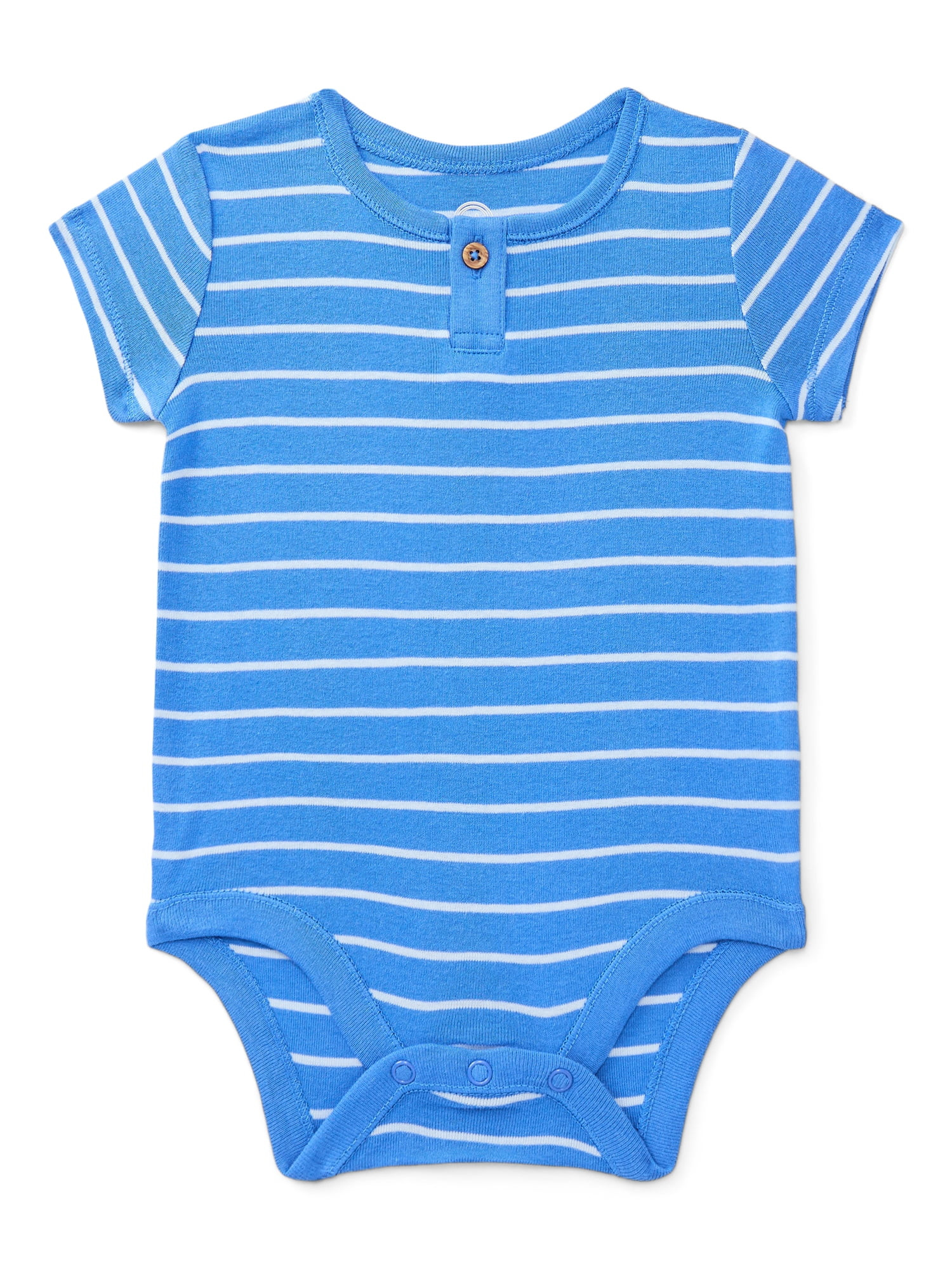 Wonder Nation Baby Boys Cotton Stripe Henley Bodysuit with Short Sleeves, Sizes 0M-24M | Walmart (US)