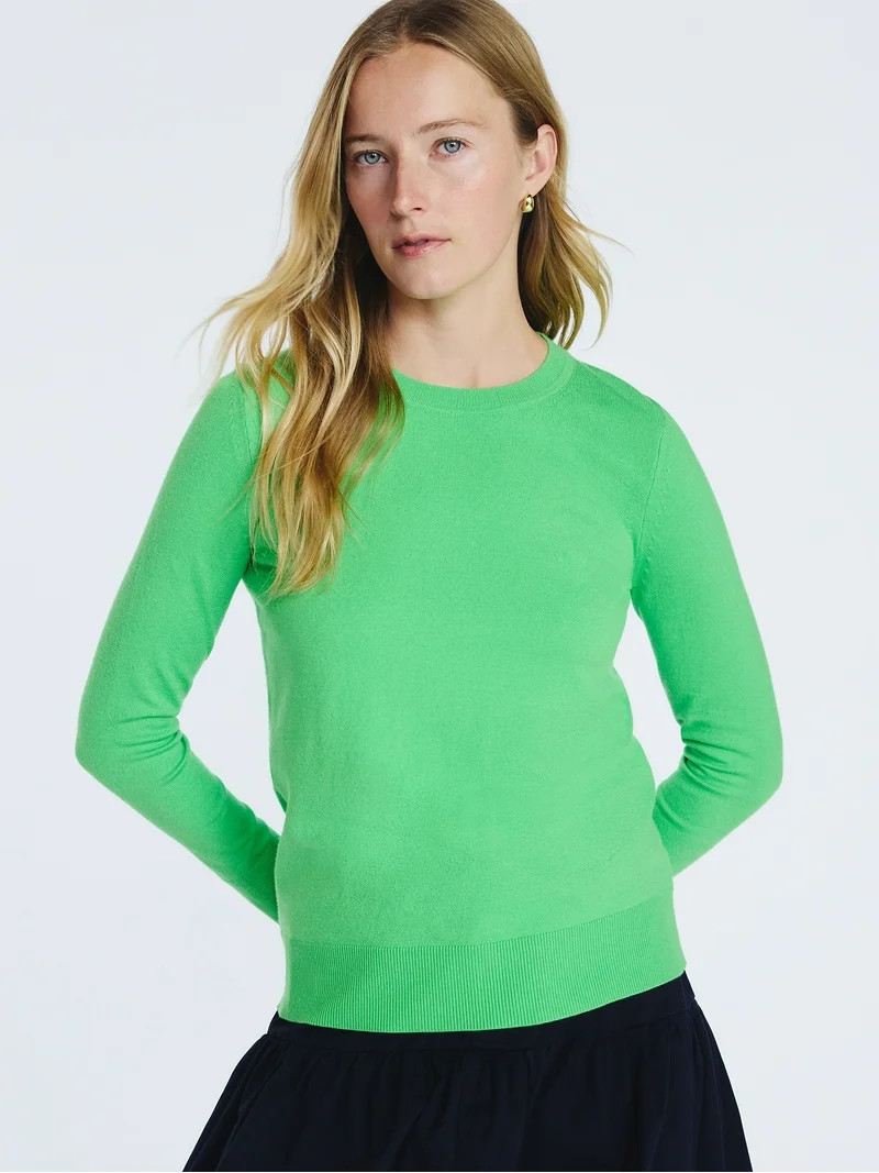 Free Assembly Women's and Women's Plus Cozy Yarn Crewneck Sweater with Long Sleeves, Lightweight,... | Walmart (US)