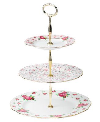 Old Country Roses White Vintage 3 Tier Cake Plate | Macys (US)