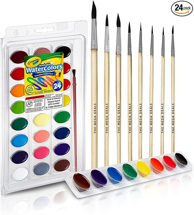 Watercolor Paint Set - Includes 24 Watercolor Paint, 8 Paint Brushes for Kids - Ultimate Washable... | Amazon (US)