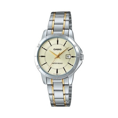 Casio Women’s Two-Tone Gold Silver Dial Analog Watch - LTP-V004SG-9AUDF | Target