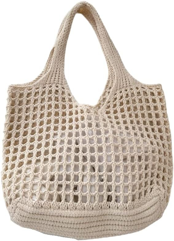 ENBEI Women Foldable Beach Tote, Washable Lightweight Beach Bag, Eco-Friendly Knit Shoulder Purse... | Amazon (US)