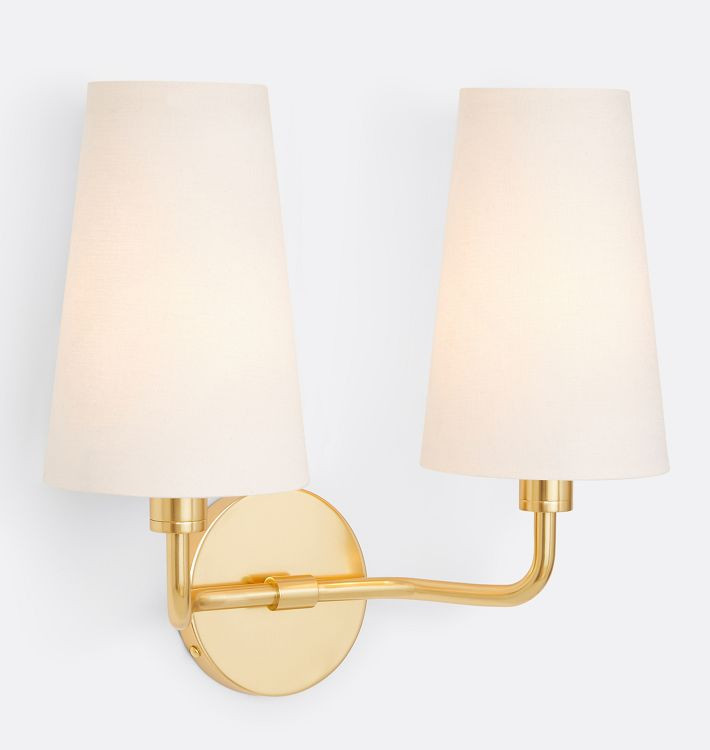 Ansel Double Sconce, Fabric Shade | Rejuvenation