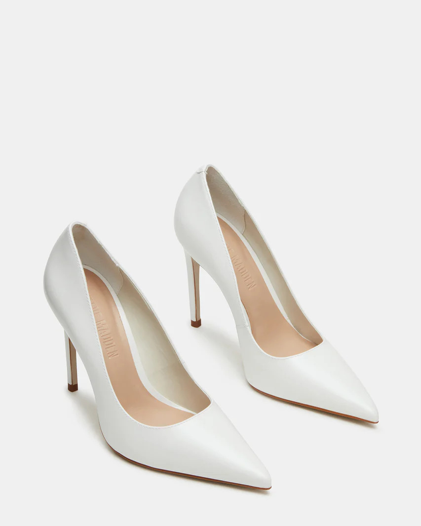 NOIR White Leather Pointed-Toe Stiletto Pump Heel | Women's Heels | Steve Madden (US)