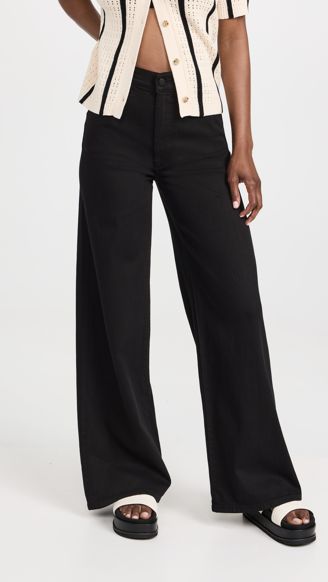 DL1961 Hepburn Wide Leg: High Rise Vintage Jeans Jet Black 28 | Shopbop