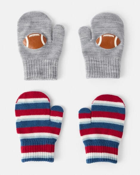 Carter's Toddler Boys Boy 2-Pack Striped Football Gloves - Grey/Red 2T4T Multi | Carter's Inc