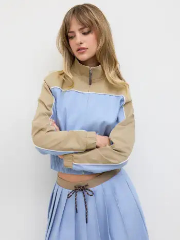 Mid Rise Knotted Contrasting Binding Pleated Midi Skirt | Cider