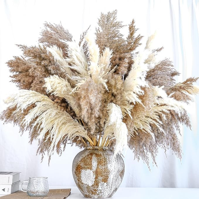 20 PCS Dried Flower, 30-inch Tall Nature Pampas Grass Bouquet Decor - Boho Flowers and Feathers f... | Amazon (US)